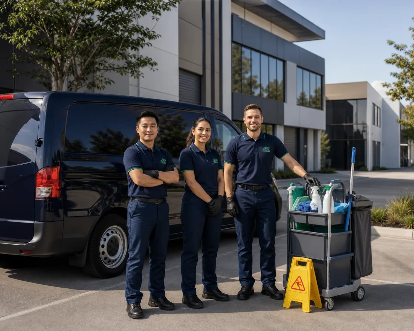 Warehouse cleaning team and van Wetherill Park — ANZ