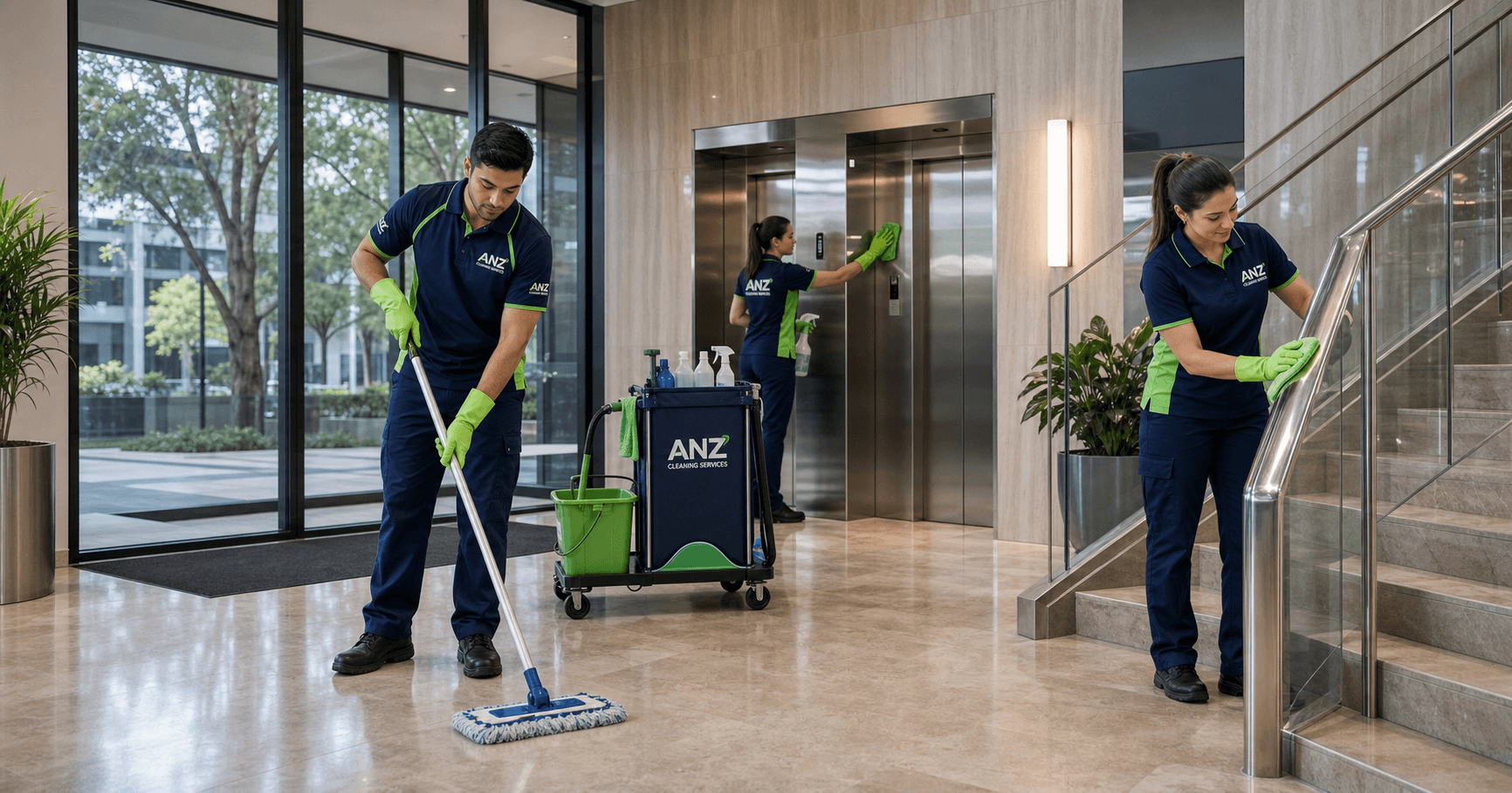 Strata Cleaning Professional with Cleaning Supplies